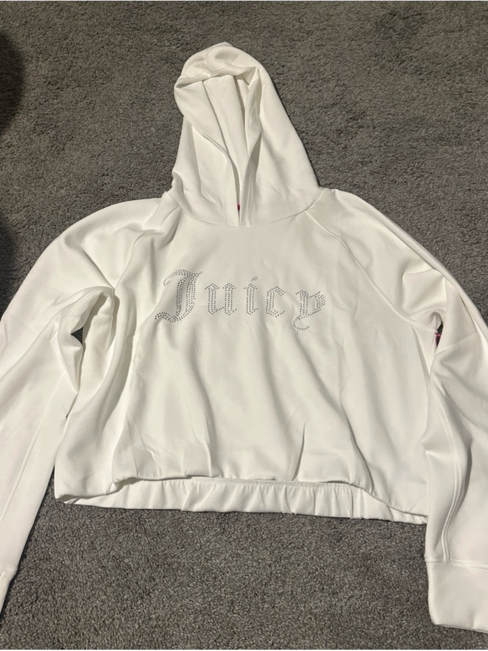 Juicy Couture White Rhinestone-Embellished Hoodie